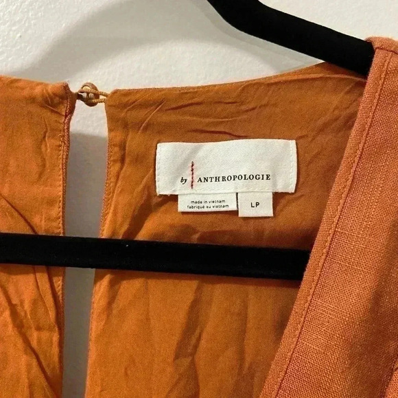 NWT Anthropologie V-Neck Ruffle Jumpsuit Orange Sz LP - Picture 8 of 8